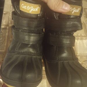 Cat & Jack Black Kids Boots with Tan Accents